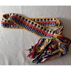 Vintage Hand Woven Belt British Guard Soldier Tassel London Tablet Weaving